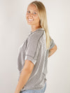 Black and White Ribbed Corded Top