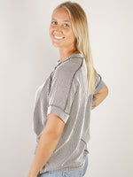 Black and White Ribbed Corded Top