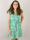 Kelly Green Floral Short Dress