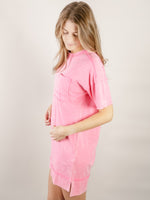 Hot Pink Mineral Washed T-Shirt Dress