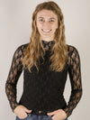 Black Sheer Lace Fitted Top