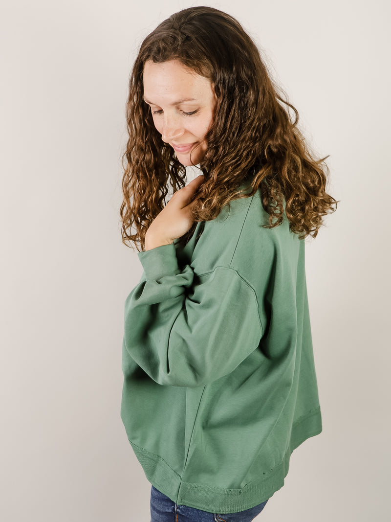 Green Round Neck Oversized Sweatshirt