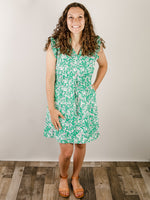 Kelly Green Floral Short Dress