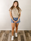 Taupe Short Sleeve Hooded Sweatshirt
