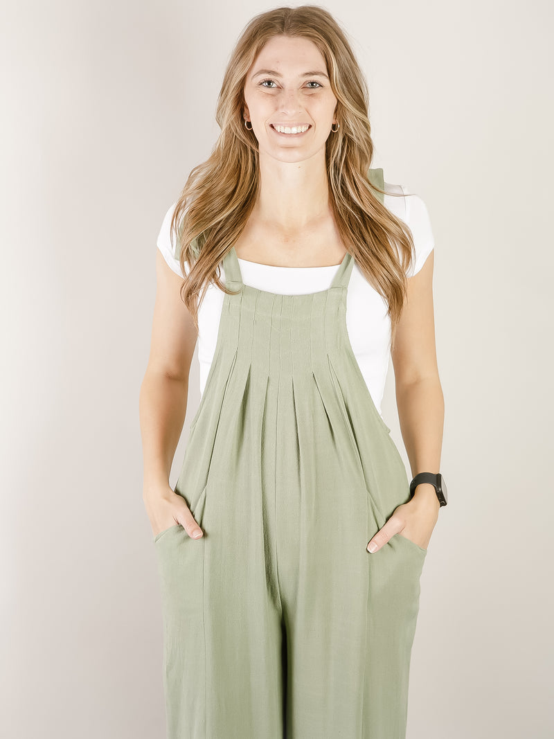 Light Olive Tie Shoulder Jumpsuit