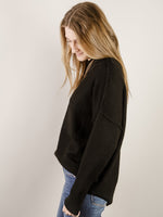 Black Melange Pocket High Low Sweater