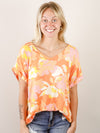 Orange Print V-Neck Top