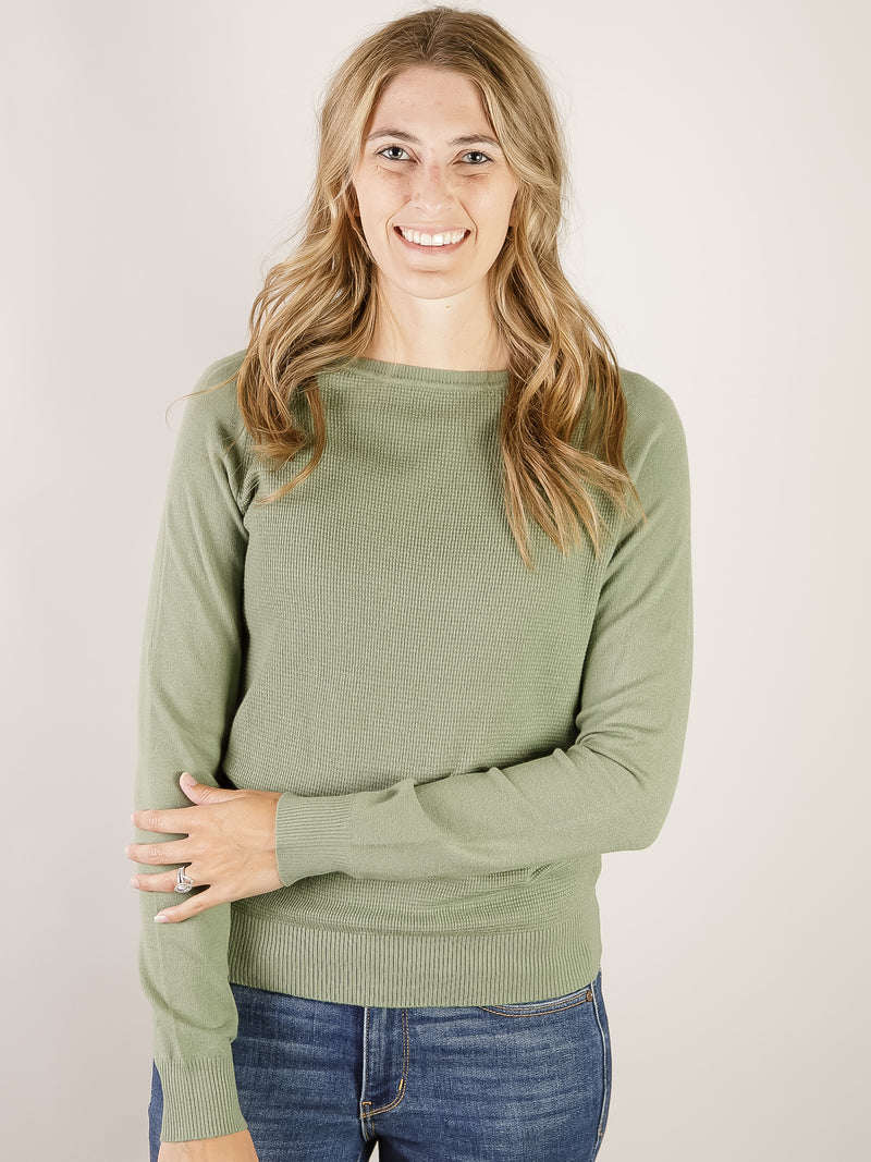 Dark Sage Waffle Sweater