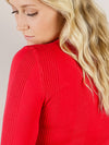 Red Basic Patterned Fitted Sweater