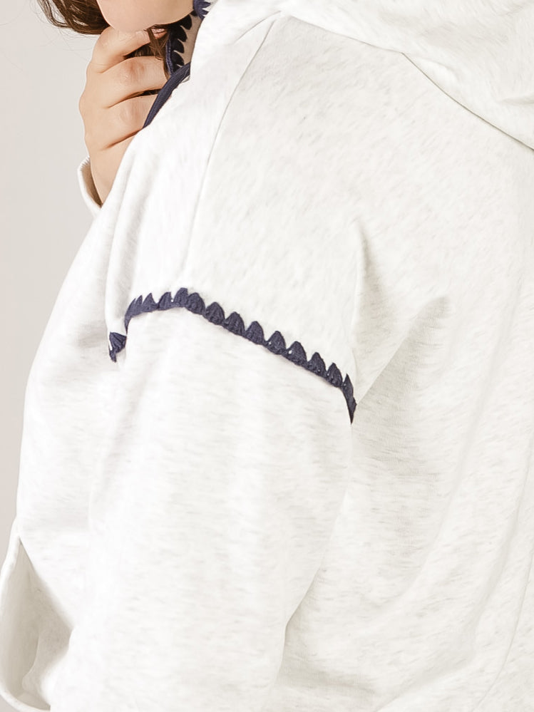 Heather Grey Blanket Stitched Sweatshirt