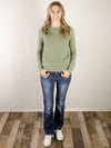 Dark Sage Waffle Sweater
