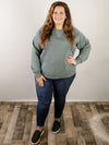 Curvy Ash Jade Round Neck Fleece Sweatshirt