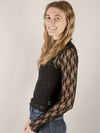 Black Sheer Lace Fitted Top