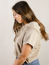 Taupe Short Sleeve Hooded Sweatshirt