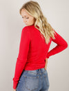 Red Basic Patterned Fitted Sweater