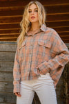 Pink Plaid Button Up Raw Hem Shirt (Online Exclusive)