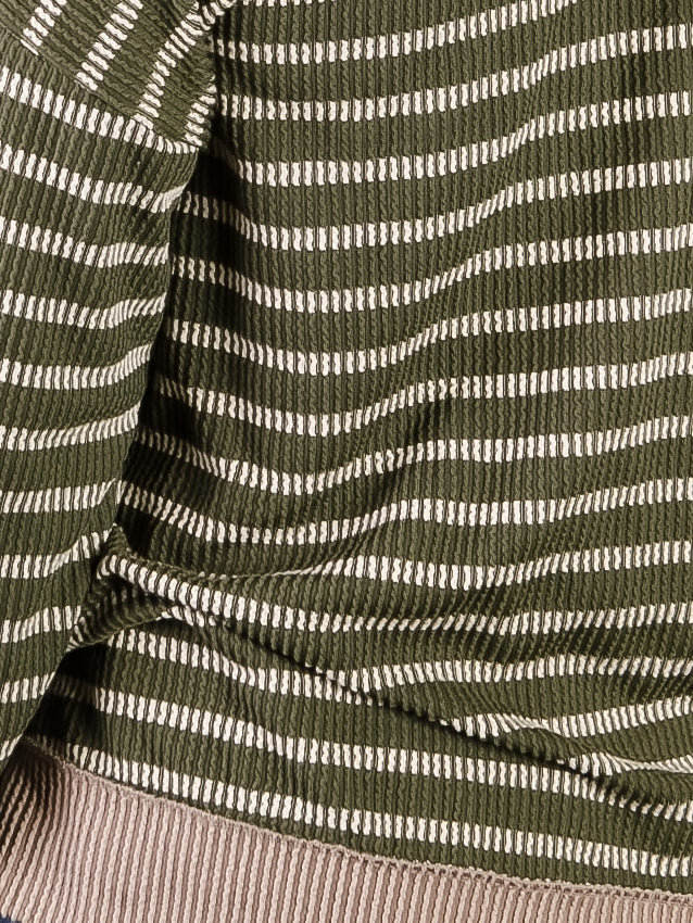 Olive Ribbed Striped Top
