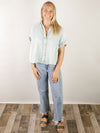 Faded Blue Mineral Washed Button Up Shirt