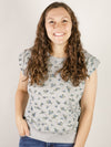 Heather Grey Floral Short Sleeve Sweatshirt