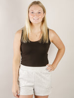 Ribbed Scoop Neck Solid Fitted Tank (Multiple Colors)