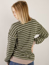 Olive Ribbed Striped Top