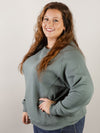 Curvy Ash Jade Round Neck Fleece Sweatshirt