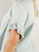 Faded Blue Mineral Washed Button Up Shirt