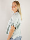 Faded Blue Mineral Washed Button Up Shirt