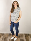 Heather Grey Floral Short Sleeve Sweatshirt