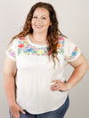 Curvy White Embroidered Blouse