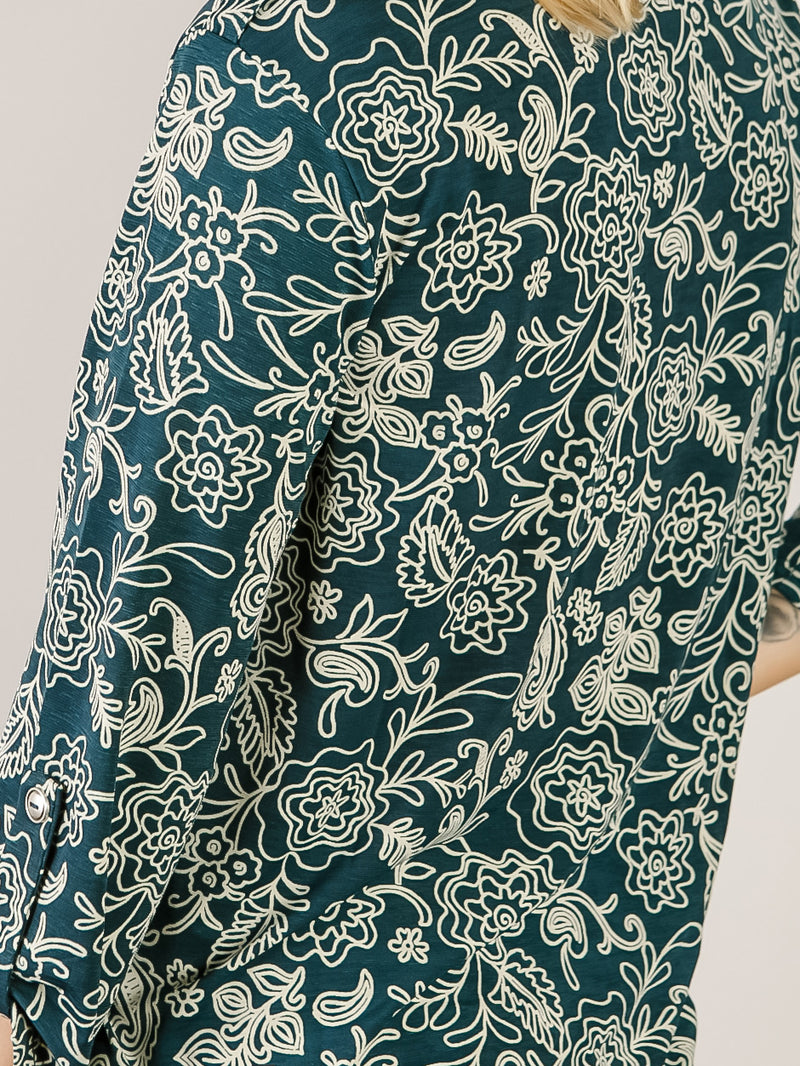 Hunter Green Floral Lizzy Top