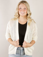 Ivory Open Knit 3/4 Cardigan