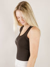 Ribbed Scoop Neck Solid Fitted Tank (Multiple Colors)