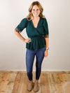 Hunter Green Lace 3/4 Sleeve Blouse