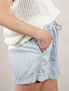 Pinstripe Chambray Drawstring Shorts