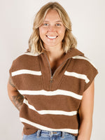 Chocolate and Ivory Striped Sweater Vest