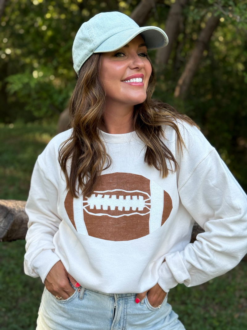 Cream Football Graphic Sweatshirt