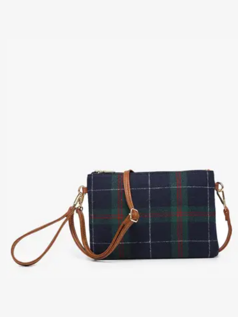 Meriam Navy Plaid Clutch