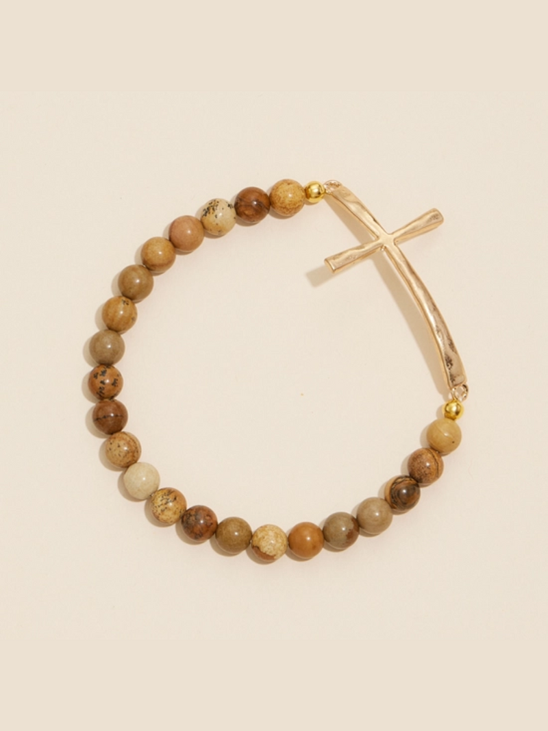 Cross Stone Beaded Bracelet