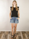Black Tank with Striped Back