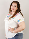 Curvy White Embroidered Blouse