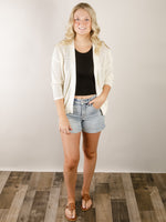 Ivory Open Knit 3/4 Cardigan