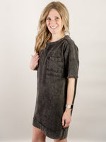 Black Mineral Washed T-Shirt Dress