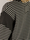 Black and White Striped Contrast Top