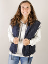 Navy Quilted Tie Detail Vest