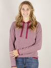 Dark Magenta Waffle Textured Striped Hooded Sweater