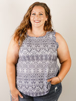 Curvy Navy and White Printed Tank
