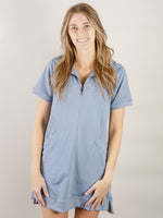 Blue French Terry Knit Dress