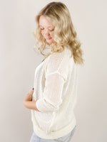 Ivory Open Knit 3/4 Cardigan