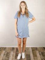 Blue French Terry Knit Dress